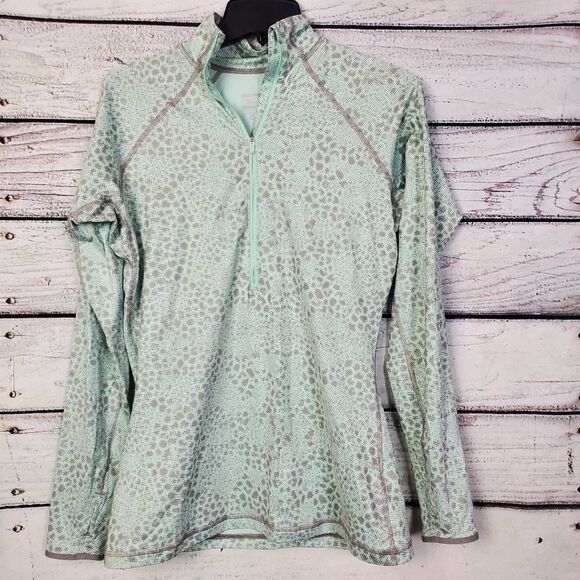 Nike Pro Women’s Long Sleeve 1/4 Zip Pullover Top Size L Green Camo Print Stretc - Picture 1 of 7